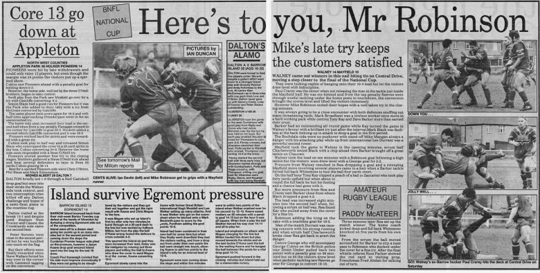Cutting from the North West Evening mail on March 6, 1996.