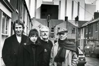 STROLL: Cast members Alan Rickman, from left, Julia Ford, David Burke and Michael Byrne pictured in Barrow in October 1992...