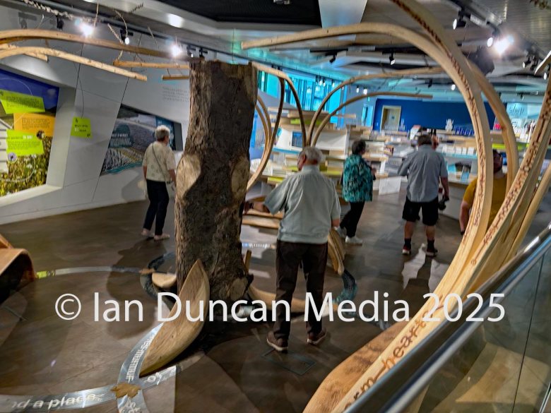 SYCAMORE GAP COMING HOME... Art installation at The Sill in Northumberland which features part of the felled trunk which is displayed near to where it originally stood...
