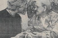 Front page coverage of the royal visit by the Duchess of Kent during her visit to Barrow-in-Furness in Cumbria in the edition of March 29, 1995. She visited Furness General Hospital, the new Magistrates Court and Ostley House residential home where she received a bouquet of flowers from 101-year-old May Bateman. Picture: Ian Duncan.