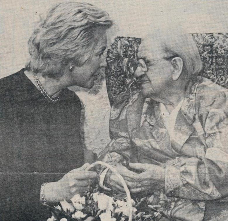 Front page coverage of the royal visit by the Duchess of Kent during her visit to Barrow-in-Furness in Cumbria in the edition of March 29, 1995. She visited Furness General Hospital, the new Magistrates Court and Ostley House residential home where she received a bouquet of flowers from 101-year-old May Bateman. Picture: Ian Duncan.