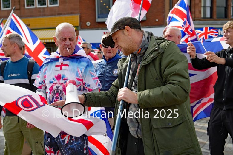 DEMONSTRATIONS... There were two opposing demos in Carlisle city centre on Saturday – one was pro-immigration and the other against it – which faced each other around the market Cross in English Street...