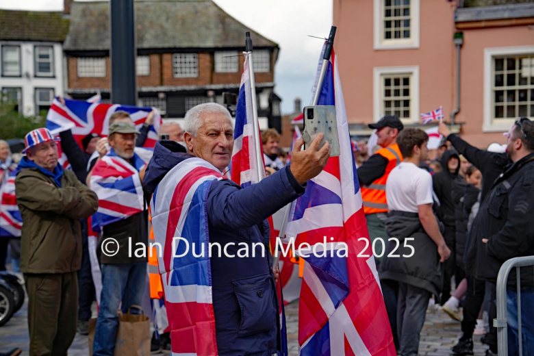 DEMONSTRATIONS... There were two opposing demos in Carlisle city centre on Saturday – one was pro-immigration and the other against it – which faced each other around the market Cross in English Street...