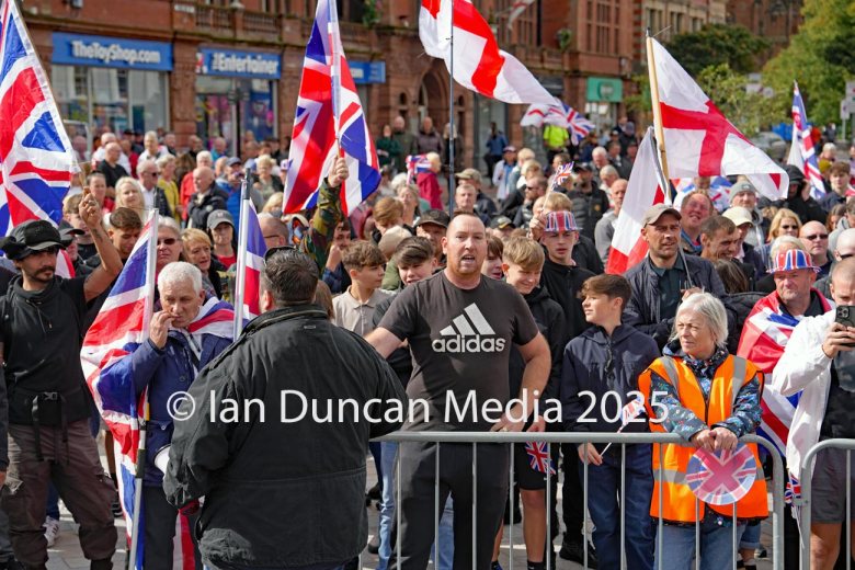 DEMONSTRATIONS... There were two opposing demos in Carlisle city centre on Saturday – one was pro-immigration and the other against it – which faced each other around the market Cross in English Street...