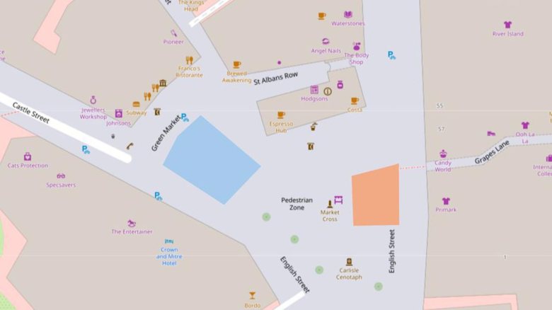 Operational map of how Cumbria police planned to police the two protests, which was issued ahead of Saturday, with the anti-immigration group in the blue area and the pro-immigration group in the orange zone...