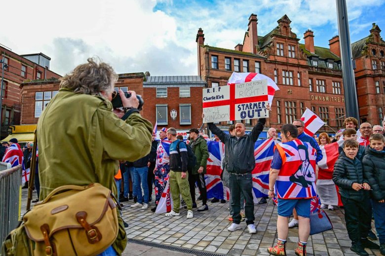 Me covering the event (pictured on the far left of the shot). Photo: Veronika Zolotoverkha.