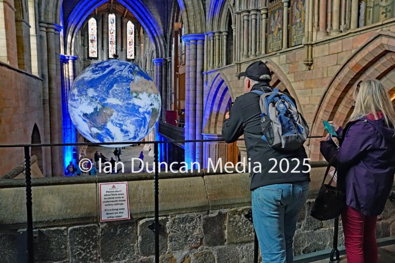 SMALL WORLD… GAIA art installation by renowned artist Luke Jerram in Hexham Abbey…