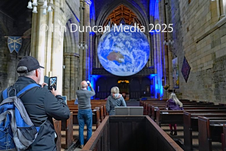 SMALL WORLD… GAIA art installation by renowned artist Luke Jerram in Hexham Abbey…