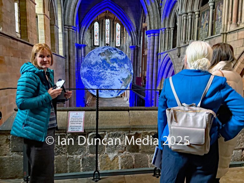 SMALL WORLD… GAIA art installation by renowned artist Luke Jerram in Hexham Abbey…