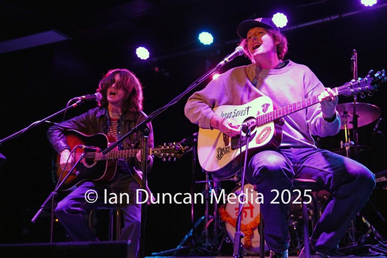 Two members of Liverpool band the Dream Machine, who played an acoustic set in support. Old Fire Station, Carlisle, December 1 2025 Image: Ian Duncan.