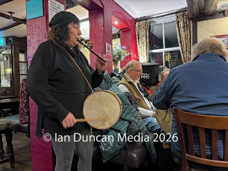 PERFORMANCE... Members of The Taborers Society making music in The Sportsman Inn in Carlisle. Source: Ian Duncan.