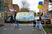 The Stop The War banner heads from Carlisle Cathedral towards the Vigil for Ukraine in the city centre to mark the fourth anniversary of the Russian invasion of Ukraine. Picture: Ian Duncan.