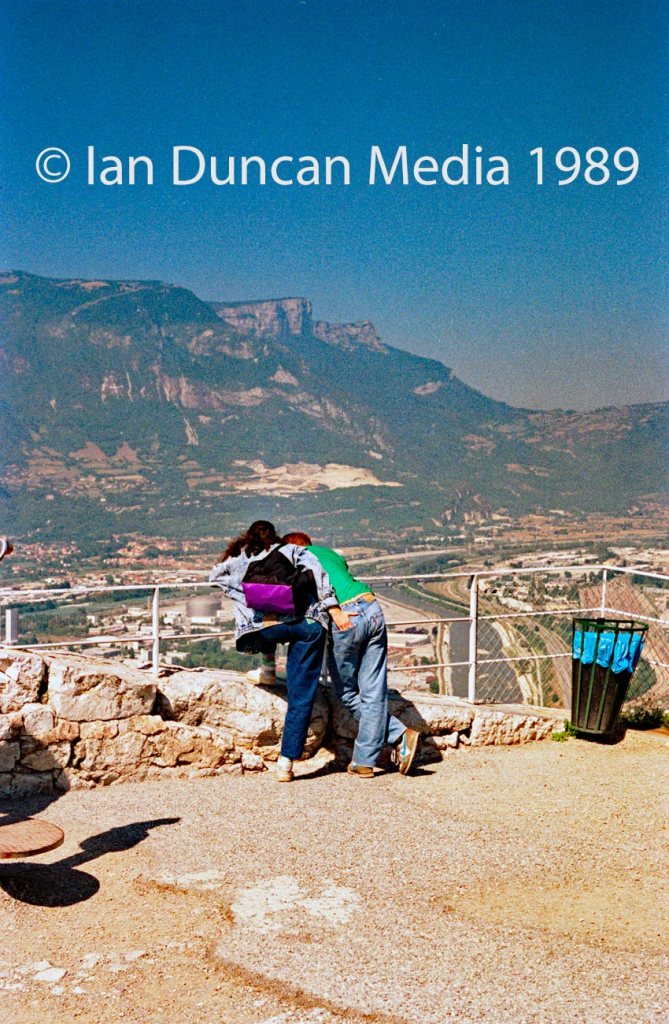 COUPLE... Enjoys the view of the mountains in the Alps in Grenoble in France. Picture: Ian Duncan.