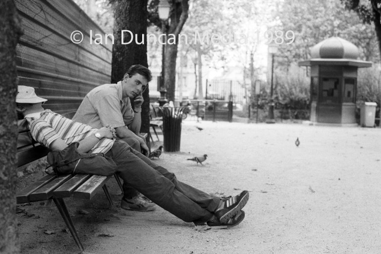 WEARY TRAVELLERS... My travelling companions in Paris before we headed out on round France rail trip. Picture: Ian Duncan.