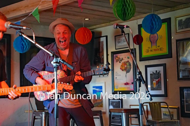 artin Stephenson and fellow member of The Daintees Gary Dunn perform at The West Walls Brewing Company in Carlisle. Picture: Ian Duncan.