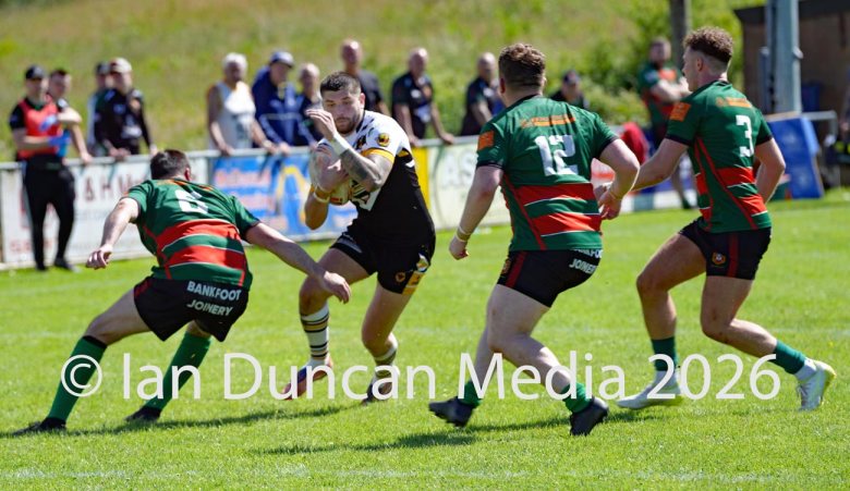 Wath Brow hornets, in white shirts, against West Bowling. Picture by Ian Duncan.