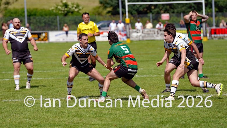 Wath Brow hornets in white shirts against West Bowling. Picture by Ian Duncan.
