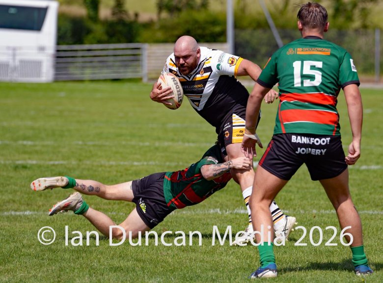 Wath Brow hornets, in white shirts, against West Bowling. Picture by Ian Duncan.