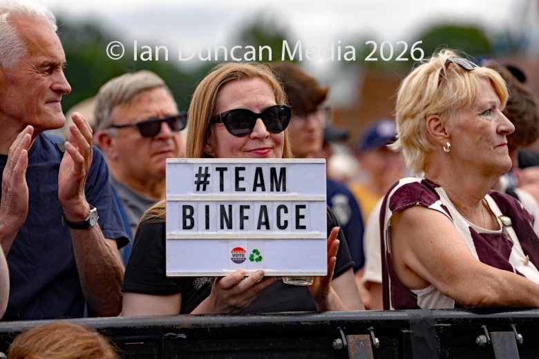 A team Binface slogan Banners at Durham Miners Gala in 2026. Picture: Ian Duncan.