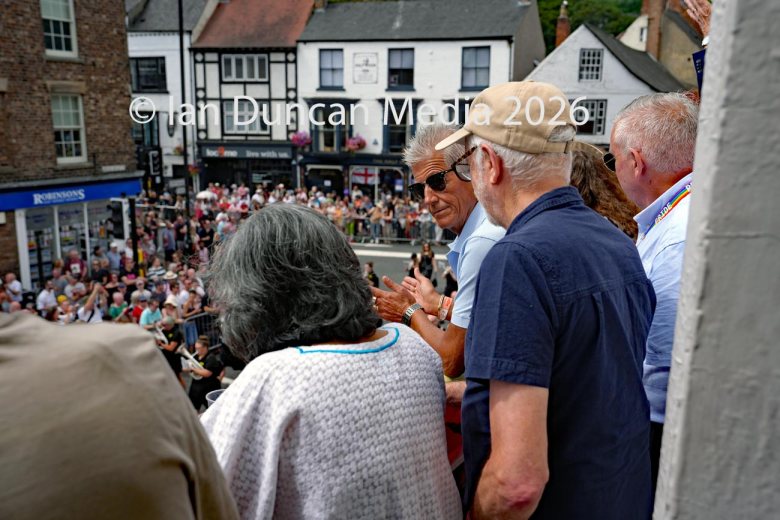 Jeremy Corbyn on The County hotel balcony at Durham Miners Gala in 2026. Picture: Ian Duncan.