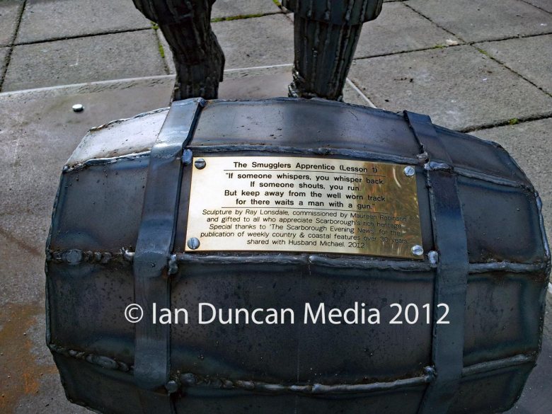 Artist Ray Lonsdale installs The Smuggler's Apprentice (Lesson 1) statue in Scarborough in North Yorkshire. Photo: Ian Duncan.