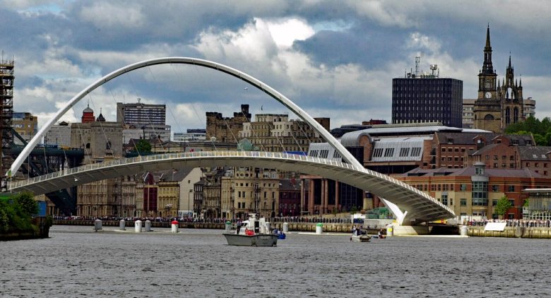 BLINKING BRIDGE... The bridge between Gateshead and Newcastle in the north-east of England was raised in June 2001... Picture: Ian Duncan.