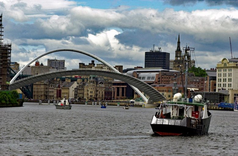 BLINKING BRIDGE... The bridge between Gateshead and Newcastle in the north-east of England was raised in June 2001... Picture: Ian Duncan.