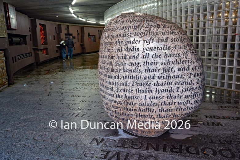 The Cursing Stone and Reivers' Carpet in Carlisle. Picture: Ian Duncan.