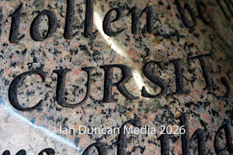 The Cursing Stone and Reivers' Carpet in Carlisle. Picture: Ian Duncan.