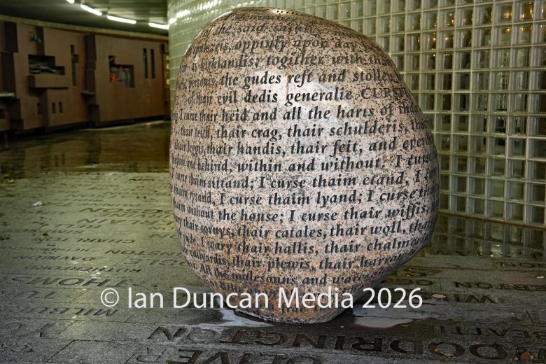 The Cursing Stone and Reivers' Carpet in Carlisle. Picture: Ian Duncan.