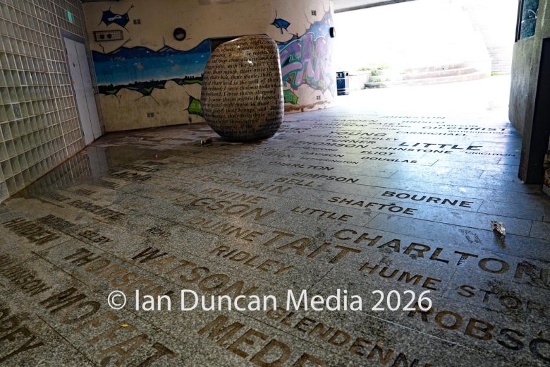 The Cursing Stone and Reivers' Carpet in Carlisle. Picture: Ian Duncan.