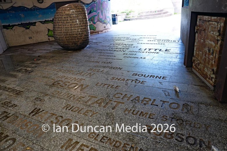 The Cursing Stone and Reivers' Carpet in Carlisle. Picture: Ian Duncan.