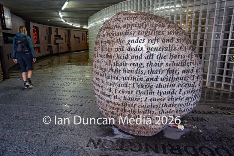 The Cursing Stone and Reivers' Carpet in Carlisle. Picture: Ian Duncan.