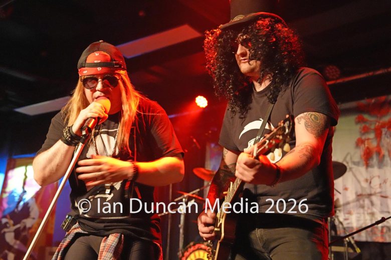 TRIBUTE... Guns n' Roses tribute band Guns n' Yorkshire Roses perform at Carlisle's The Old Fire Station during their Appetite for Yorkshire Puddings tour. Picture: Ian Duncan.