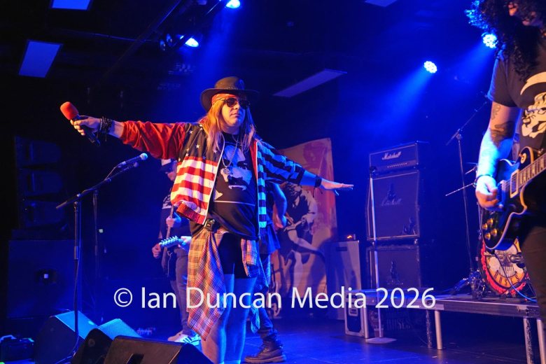 TRIBUTE... Guns n' Roses tribute band Guns n' Yorkshire Roses perform at Carlisle's The Old Fire Station during their Appetite for Yorkshire Puddings tour. Picture: Ian Duncan.