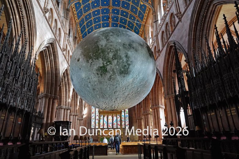 Museum of the Moon artist Luke Jerram at Carlisle Cathedral. Picture: Ian Duncan.