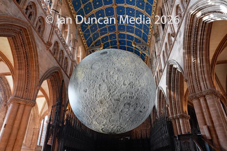 Museum of the Moon artist Luke Jerram at Carlisle Cathedral. Picture: Ian Duncan.