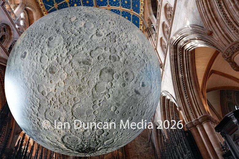 Museum of the Moon artist Luke Jerram at Carlisle Cathedral. Picture: Ian Duncan.