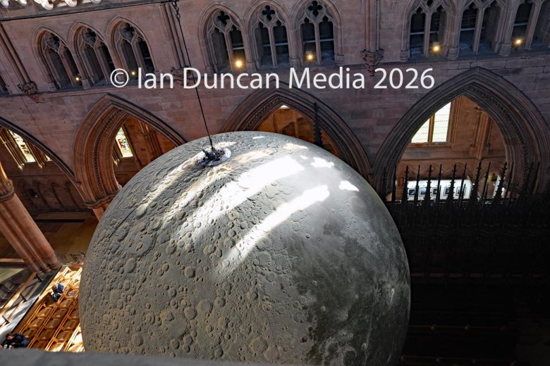 Museum of the Moon artist Luke Jerram at Carlisle Cathedral. Picture: Ian Duncan.