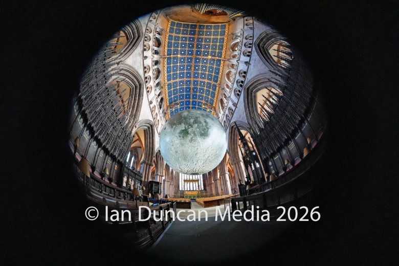 Museum of the Moon artist Luke Jerram at Carlisle Cathedral. Picture: Ian Duncan.