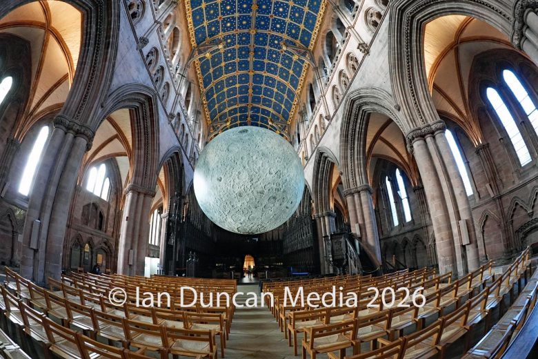 Museum of the Moon artist Luke Jerram at Carlisle Cathedral. Picture: Ian Duncan.