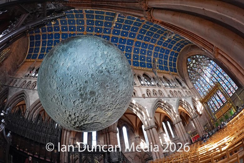 Museum of the Moon artist Luke Jerram at Carlisle Cathedral. Picture: Ian Duncan.