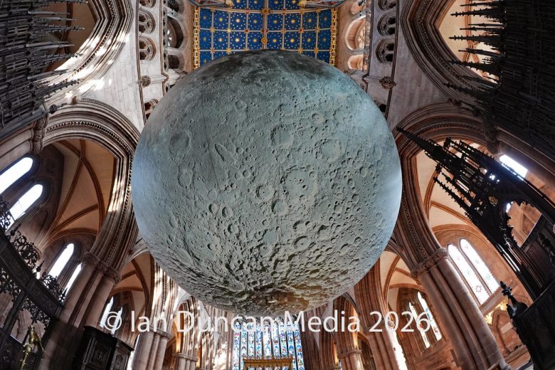 Museum of the Moon artist Luke Jerram at Carlisle Cathedral. Picture: Ian Duncan.